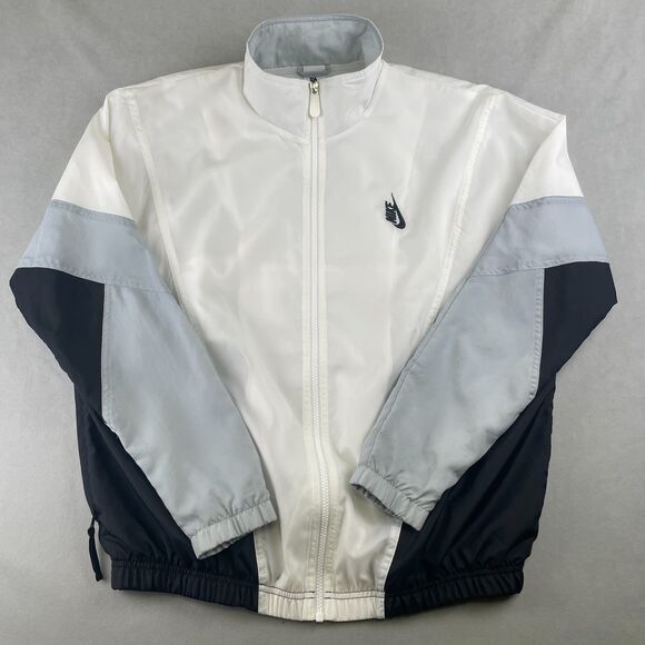 Nike Lab Jacket Men S White Gray Windbreaker Full Zip Colorblock Retro 914240011